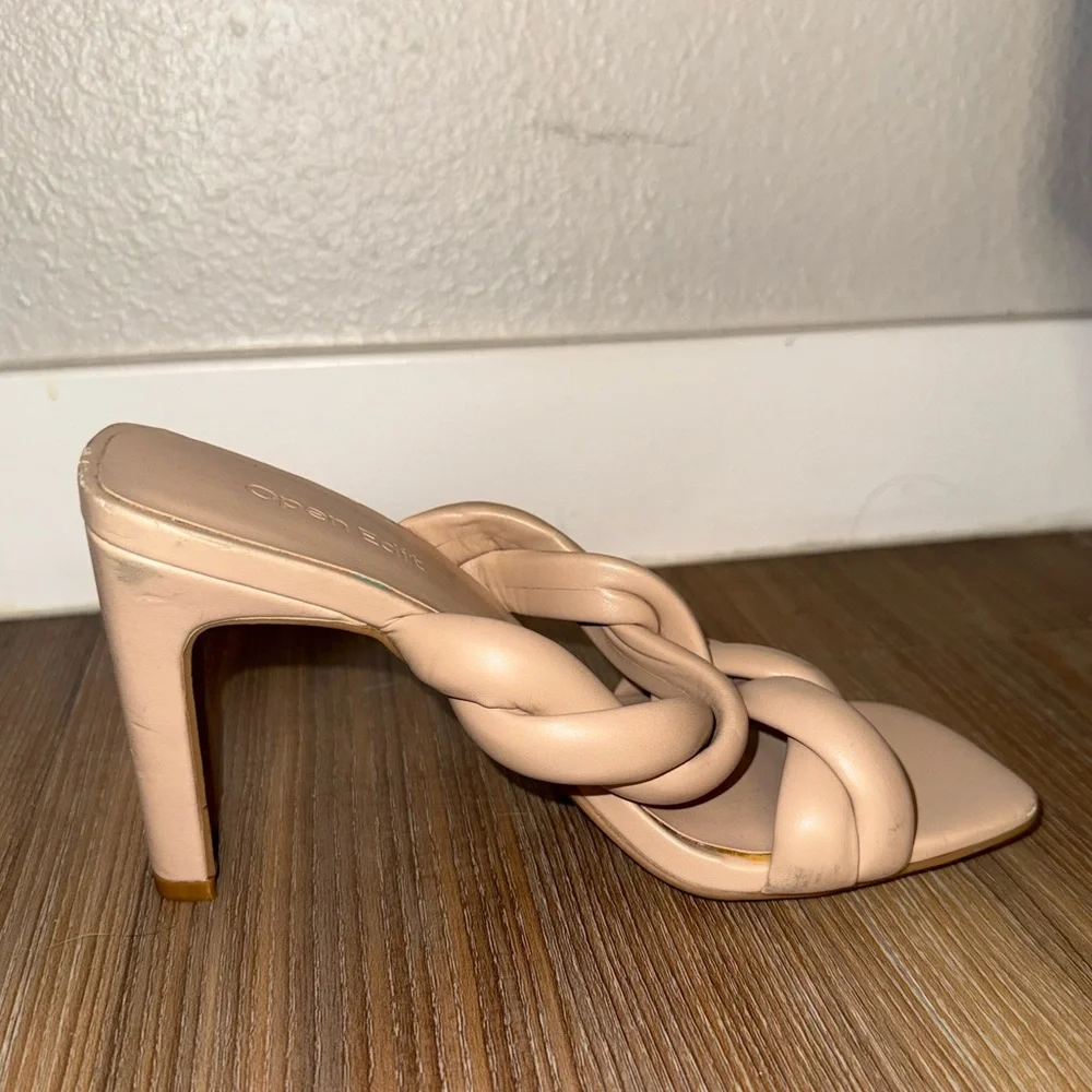 2/$12 ❤️ Open Edit Nordstrom Nude Braided Leather Heels Heel Tan